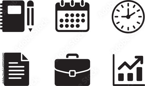 Business planning icons for success and organization