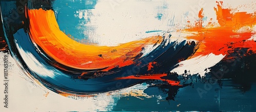 Wallpaper Mural Abstract orange, teal, wave canvas art. Modern home decor Torontodigital.ca