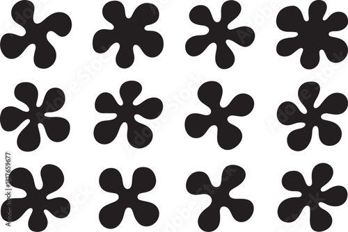 Retro floral shapes create groovy background pattern