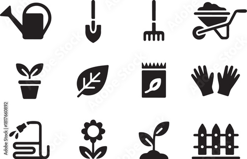 Gardening icons to cultivate your creative designs