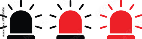 warning lights in black and red with flashing beams vector