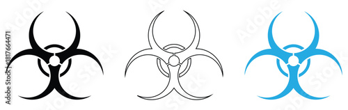 Biohazard symbol set for warnings and health safety measures,biohazard symbol, caution icon, dangerous sign,Biohazard silhouette vector art white background,