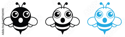 Playful honey bee icon set buzzing with charm and sweet simplicity,Bee logo.Bee silhouette for Emblem design.Simple bee's symbol.Bee icon,vector design.Honey bee vector illustration