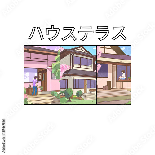 A House in The Japan Illustration