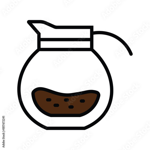 A simple coffee pot with brown liquid shows an iconic breakfast drink icon