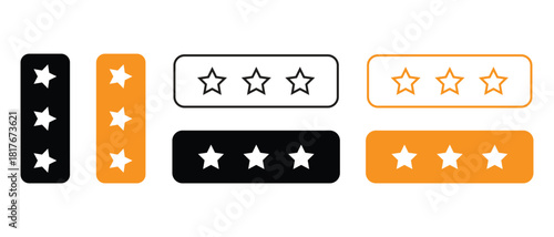 Collection of star rating icons in various colors and styles vector