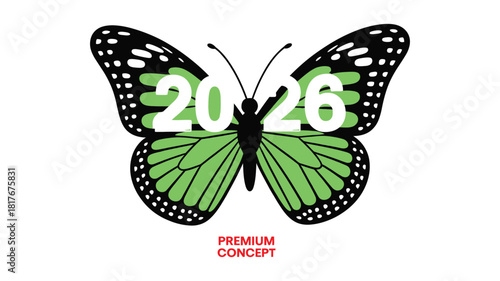 2026 metamorphosis a silhouette of person stands embraced by butterfly wings symbolizing transformation personal growth change and future opportunities, ideal for motivational posters branding.