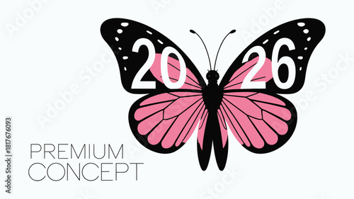 2026 metamorphosis silhouette of person with butterfly wings illustrating symbolic transition new horizons emotional growth and visionary possibilities, suitable for corporate goal planning materials.