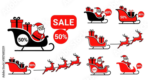 Christmas Santa Claus Sleigh Ride with Reindeer and Gifts for Sale Promotions