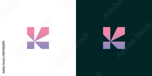 Abstract geometric logo design concept featuring a stylized initial. A minimalist and modern corporate identity icon with a vibrant color gradient
