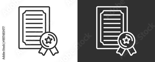 Certificate Icon Set Vector Collection Isolated In Black And White