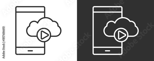 Streaming Icon Set Vector Collection Isolated In Black And White