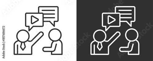 Video Chat Icon Set Vector Collection Isolated In Black And White