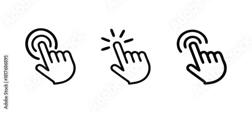 Click hand cursor icon set
