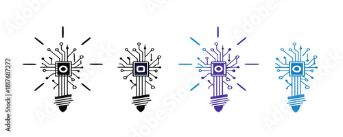 AI innovation lightbulb icon set
