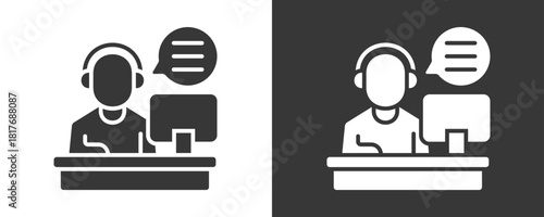 Customer Service Icon Set Vector Collection Isolated In Black And White