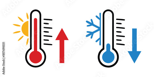 Thermometer temperature up and down icon
