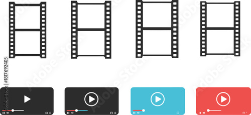 Film strips and play buttons a collection of video related icons