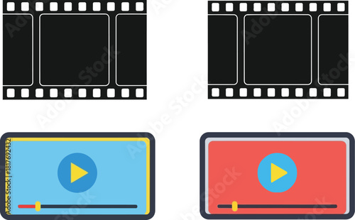 Film strips and play buttons an illustration of video and media elements