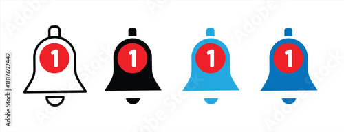 Bell icon set. Notification sign for website design, vector illustration
