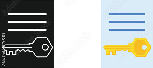 Two key icons a black outline and a colored filled version displayed