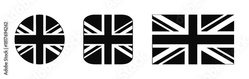 United Kingdom black and white flag icon set
