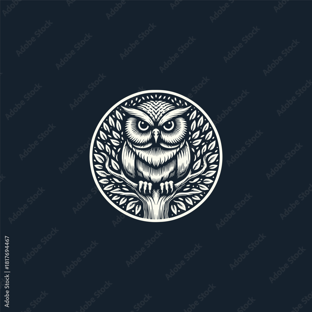 Obraz premium Tree owl logo template vector illustration design