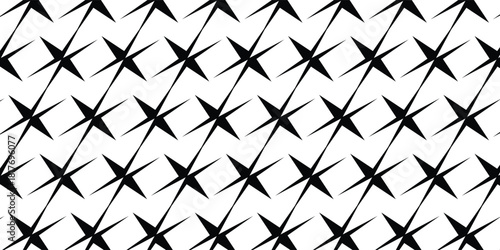 A seamless geometric background featuring repeating black star shapes arranged in a grid, creating a bold and modern abstract backdrop.
