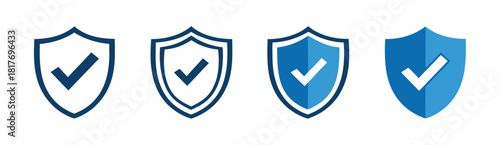 Shield with check mark icon set
