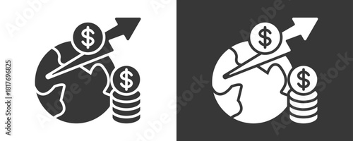 Economic Trends Icon Set Vector Collection Isolated In Black And White