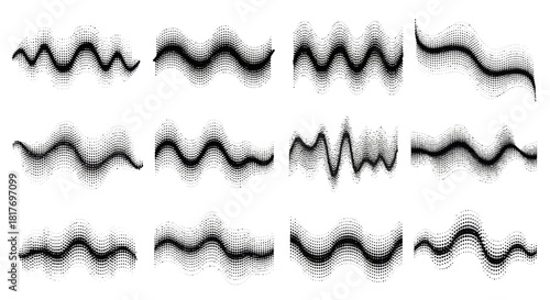 Halftone wave effect set: versatile collection for graphic design elements creation