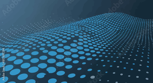 Abstract blue halftone pattern forming a topographic like surface illustration