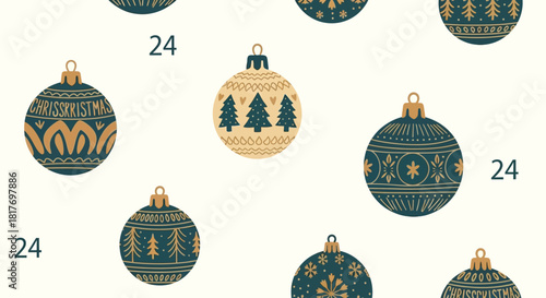 Festive Christmas ornament pattern with number 24 for Advent calendars and holiday designs that bring cheer and add a touch of seasonal magic