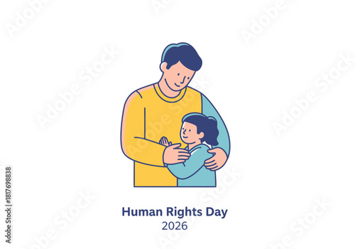 Human Rights Day Illustration Father and Child, Love, Protection