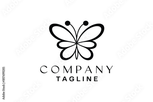 butterfly line logo icon design template in clean minimalist vector form suitable for spa branding holistic healing services Eco friendly businesses fashion labels creative studio identities.