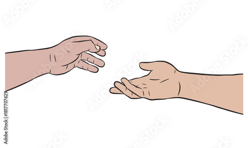 Two hands about to shake hands. Trasnparent background.