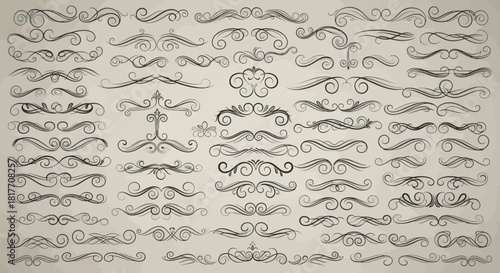 Elegant Vintage Ornaments Flourishes Collection for Graphic Design and Decoration Projects