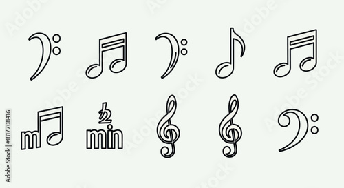 Musical notation illustration showcasing various iconic musical symbols for learning