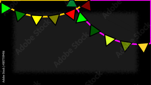 Dark festive party banner garland frame template for brutal celebration.