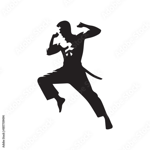 silhouette of a young man fighting