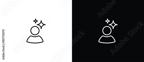 Person symbol with Ai . AI engineered star icon. Sparkling star with line style. Artificial Intelligence star logo. Digital brain, media, multimedia, button. Editable stroke.