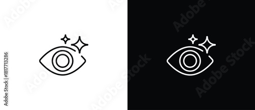 Artificial Intelligence eye symbol. AI engineered star icon. Sparkling star with line style. Artificial Intelligence star logo. Digital brain, media, multimedia, button. Editable stroke.