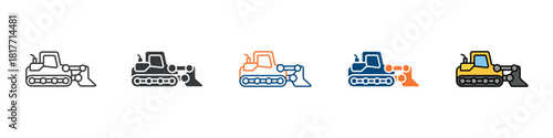 Bulldozer Icon Set Multiple Style Collection 