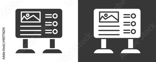 Billboard Icon Set Vector Collection Isolated In Black And White