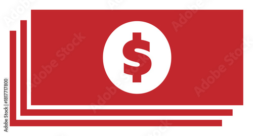ドル紙幣のアイコン 赤
