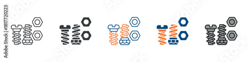Nut And Bolt Icon Set Multiple Style Collection 