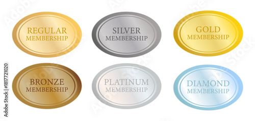 楕円形シンプルメタルフレームで構成した落ち着いた会員ランクバッジシリーズ