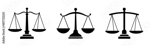 Scales icon set. Justice scales. Weight scales. Scales vector icon. Vector illustrations