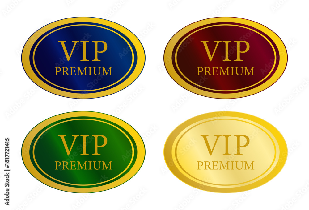 Obraz premium 楕円形金フレームで構成したVIP PREMIUMオーバルバッジセット