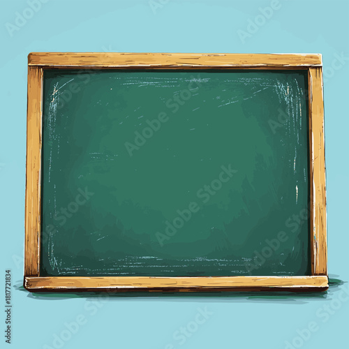 Green Lined Blackboard with Chalk Piece , vector style simple color